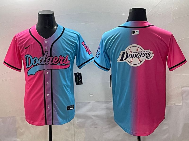 Men 2025 Los Angeles Dodgers Blank Blue pink Game Nike MLB Jersey style 0029